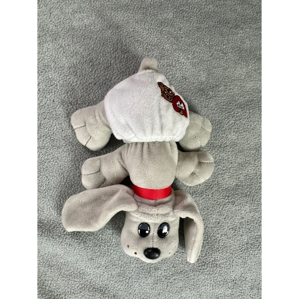 Pound Puppies Newborns Grey Plush Dog Red Collar White Diaper‎ Stuffed Animal 8